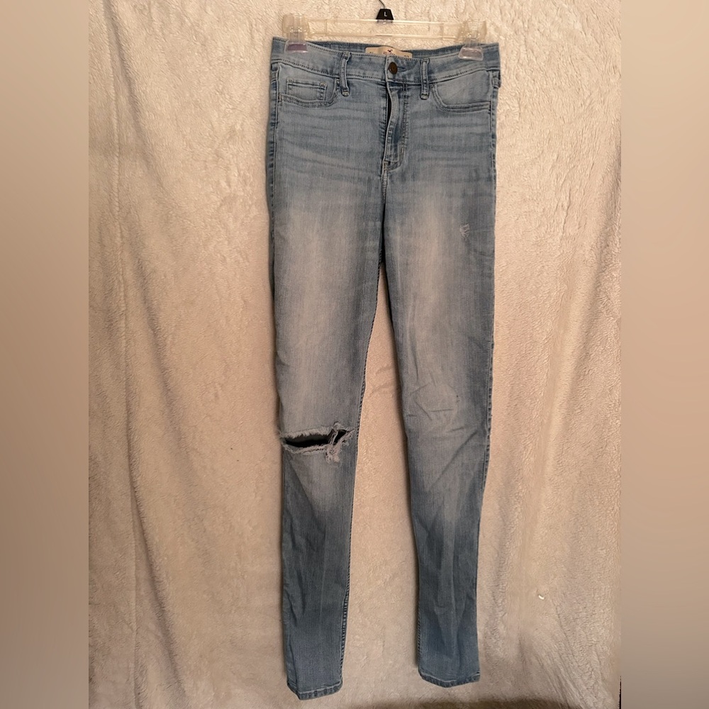 Hollister Super Skinny High Rise Light Blue Jeans 👖 size 27x33 👖